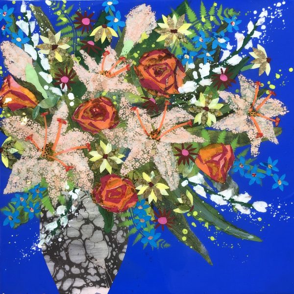 Lilies and Roses by Nicky Chubb 50x50cm