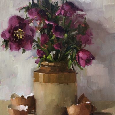 Hellebores and Eggshells by Penny German